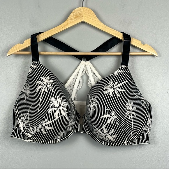 Cacique Other - Cacique Black & White Palm Print T-Shirt Bra